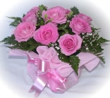 DElivery of Pink roses in a gift wrapped container - click to enlarge