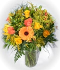 Deliver a variety of flowers in autumn shades - click to enlarge