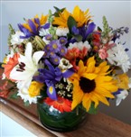 Deliver a variety of colourful flowers in a terracotta bowl - Click to enlarge